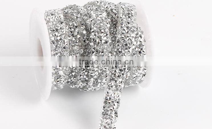 Customize design strass chain,silver rhinestone belt with hotfix glue