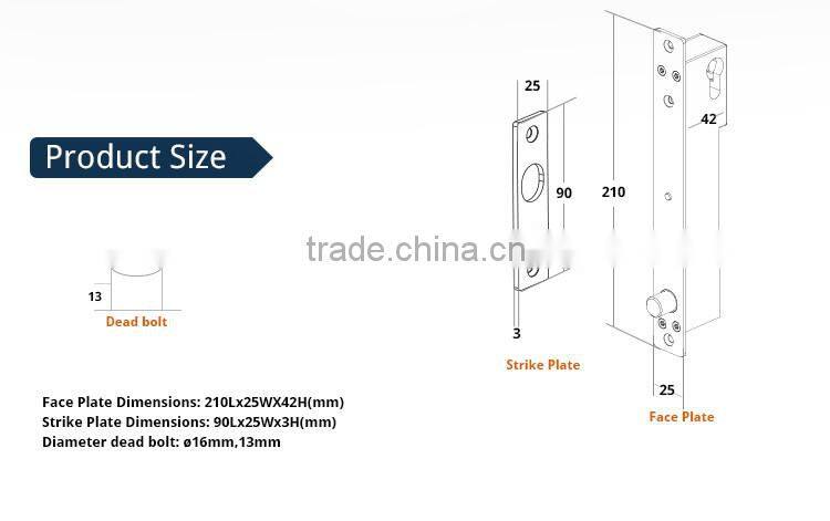 Special Design 12v or 24v electric Lock Simple Installation Electric Bolt Lock with emergency key