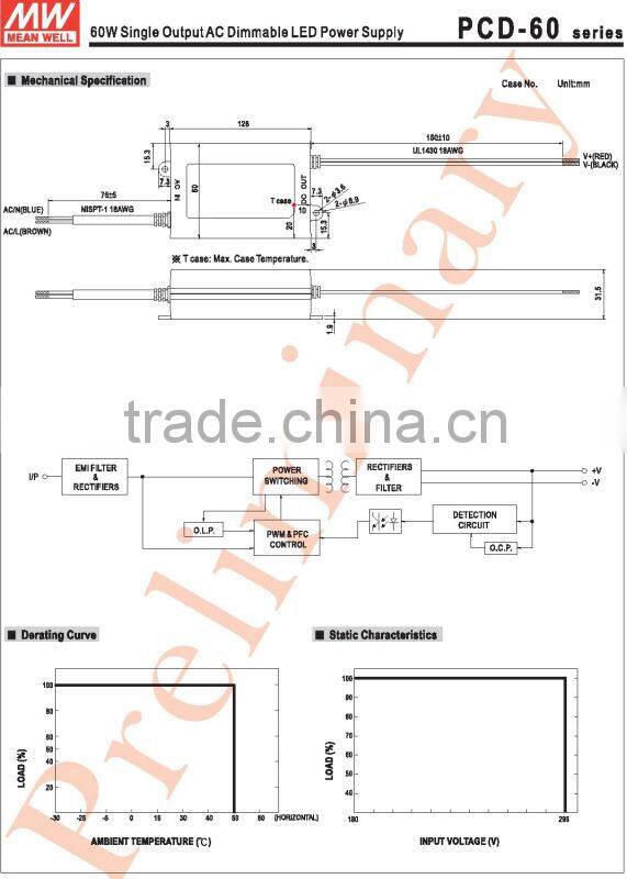 Meanwell PCD-60-2000B 60W 2000mA led power supply constant current