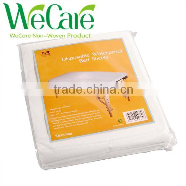Disposable hospital white bed cover with elastic all around