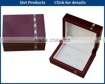 2015 hot fashion luxury wood cufflink box with traditional style