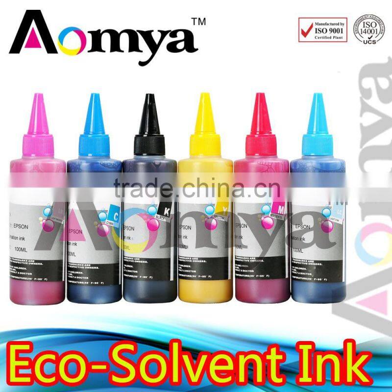 Aomya high quality Eco Solvent Ink for Vinyl Flex Banner Printer without odour use for DX5 print head
