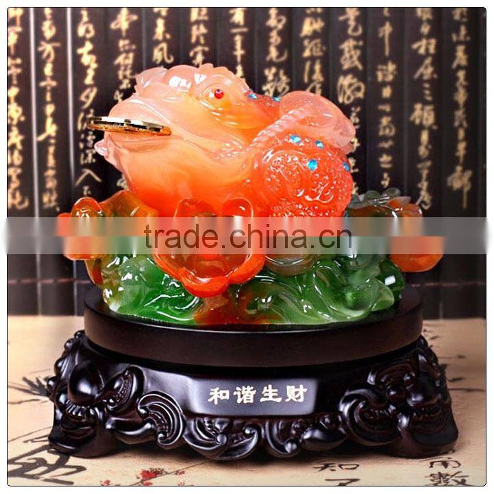 Liu li color big size money frog statue for home decoration