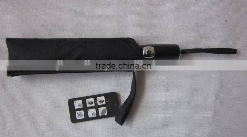 Brand Umbrellas Rain leather Handle 8 Rib high Quantity Black For Men High Quality Three Folding Umbrella