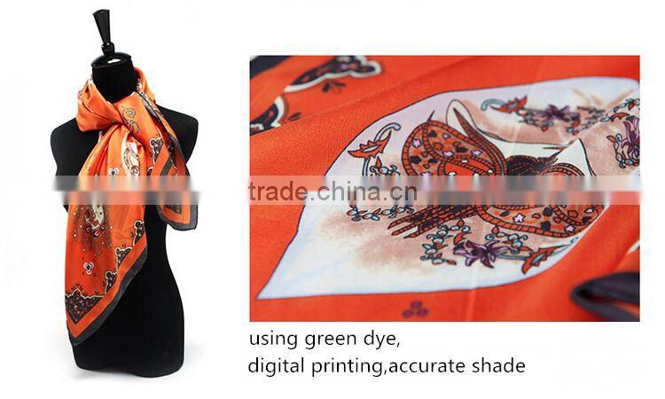 Factory Direct Luxury Custom Digital Printed Twill scarf 100% silk scarf