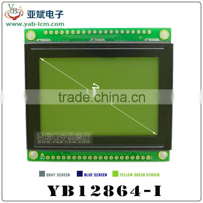128X64 LCD Module with KS0108 controller Blue/ yellow-green Screen,12864 graphic lcd module for LED Backlight