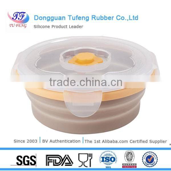 High quality factory supplied folding food grade silicone container/ lunch box