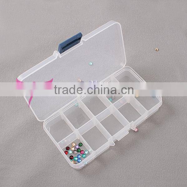10 Grids Plastic Nail Rhinestone Box Transparent Storage Box for nail decoration