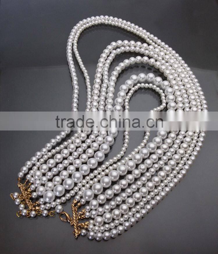 European And American Big Exaggerated Retro Multilayer Pearl Clavice Chain Bends Long Necklace
