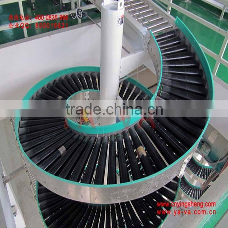 Cartons and bucket gravity roller spiral conveyor