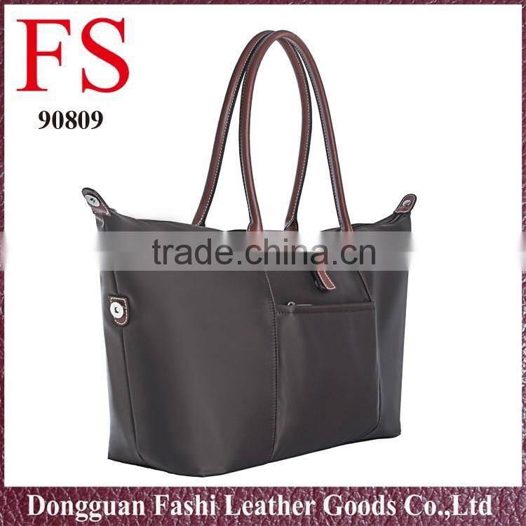 China supplier nylon waterproof ladies travel handbag with leather handbag shopping