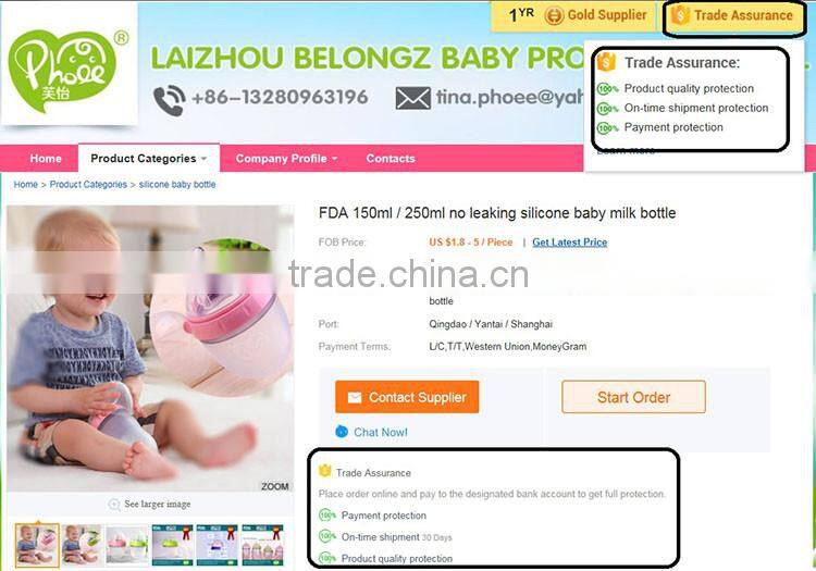 8oz BPA free clear color glass baby bottle with handle
