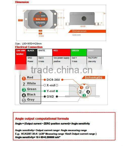 capacitive inclinometer,high precision inclinometer with current output ,Special vehicles automatic leveling...etc