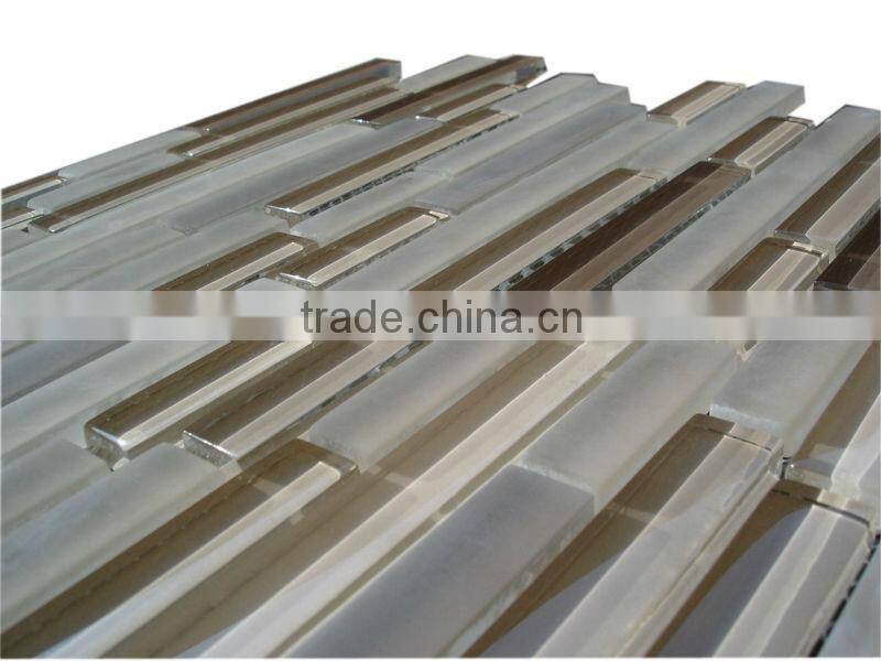 Frosted linear longart mosaic glass tiles HG-CDT407