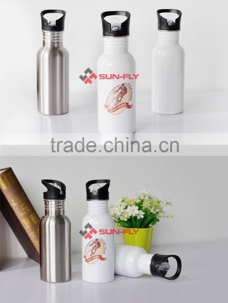 500ml Stainless Steel Water Bottle with Straw Top,White