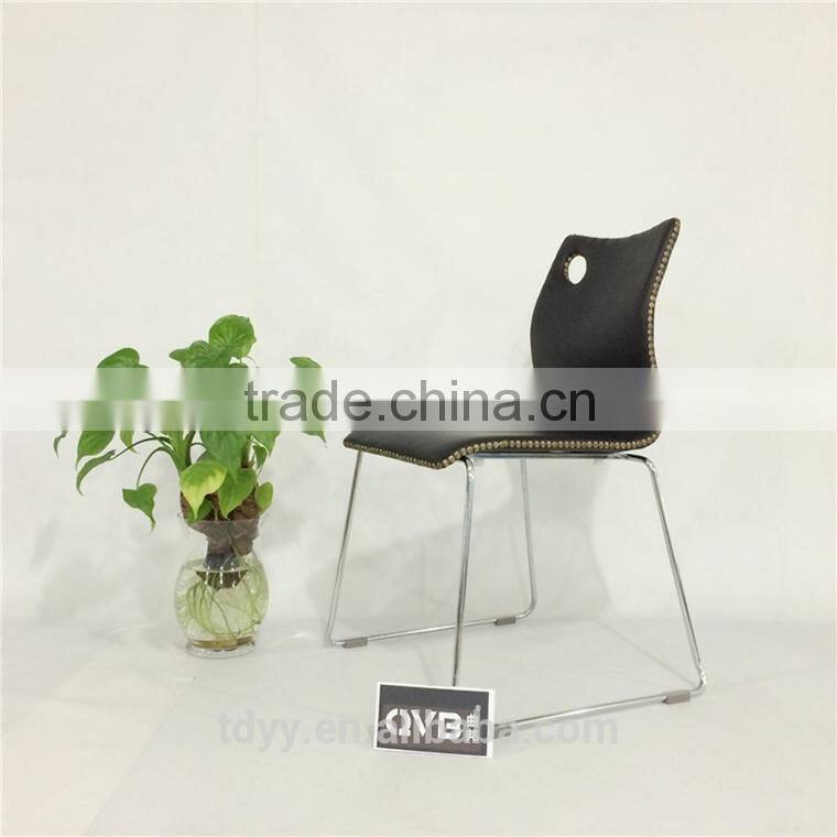 TDC-182-F2 QVB JIANDE TONGDA BENTWOOD PU SEATING WITH with copper rivets stackable METAL CHROME PLATED DINING CHAIR