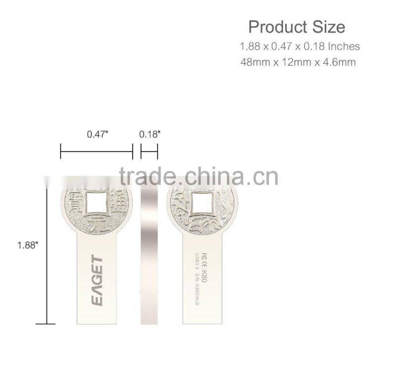 EAGET K80 Full Metal Ultimate High Speed USB 3.0 Flash Drive With Unique Ancient-Coin Design - 64GB