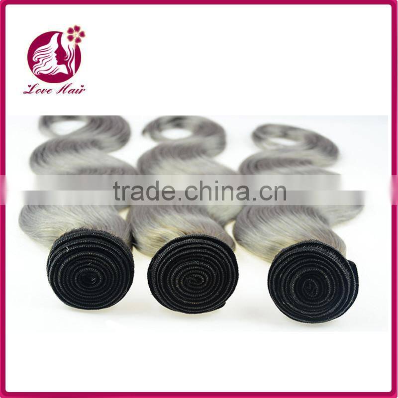 Unprocessed 7a chinese gold vender straight 1b grey ombre 100 human hair for sale