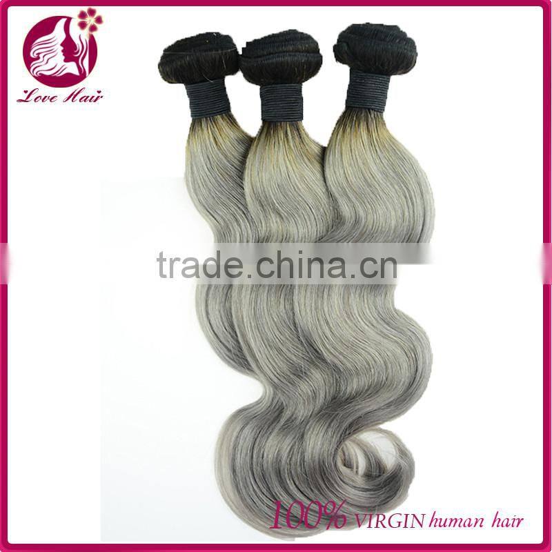 Unprocessed 7a chinese gold vender straight 1b grey ombre 100 human hair for sale