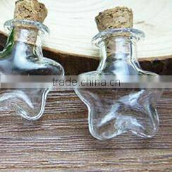 Star shape glass vials mini message in small glass bottles with cork