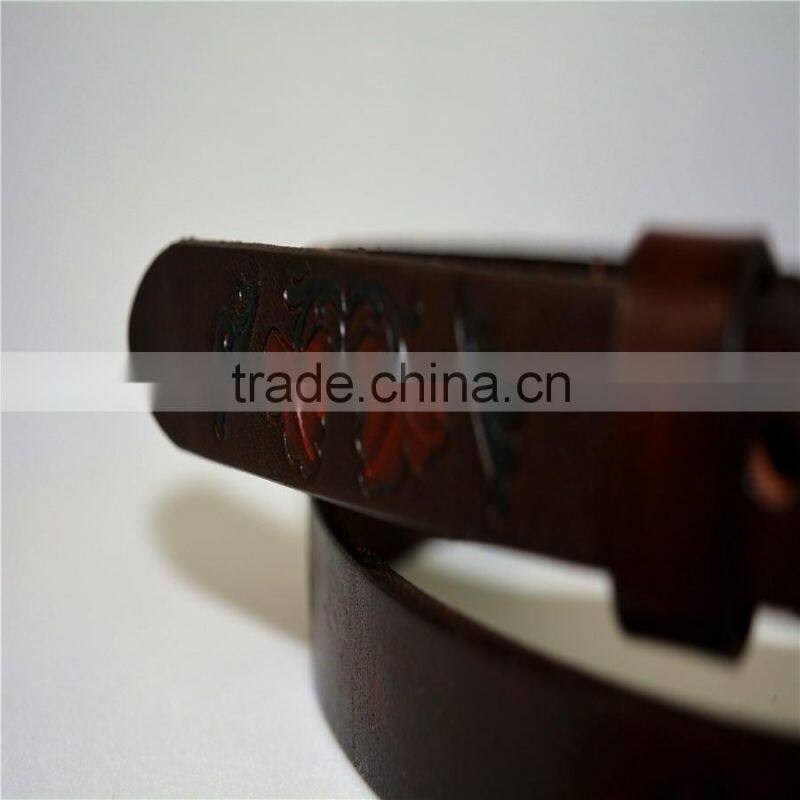 2.5CM genuine cowhide leather with flower pattern design for wemen belts