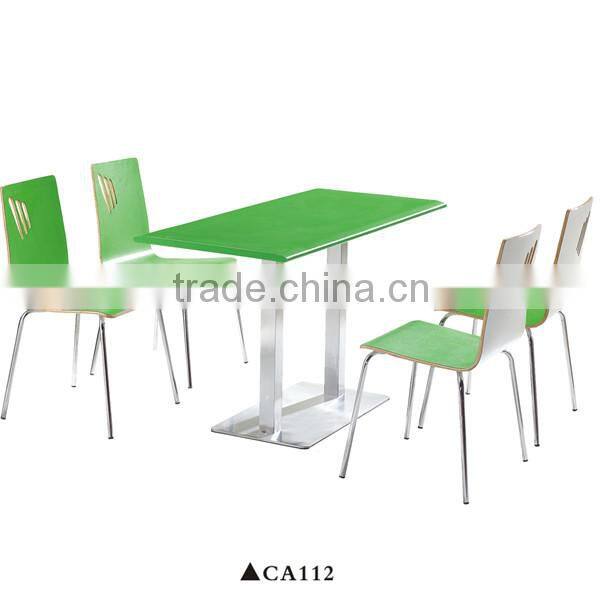 2 person stainless steel dining table and chair sets canteen table CA98