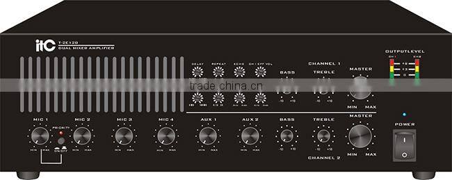 ITC T-2E240 Two Channel Mixer Amplifier with 4 Microphone Inputs by XLR & Phone Jack