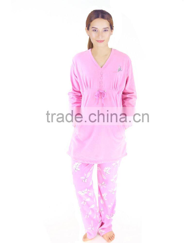 Kevince women polar fleece pyjamas set pajama pink mouse 1000pcs up OEM factory directly
