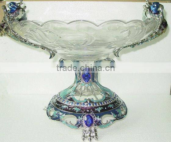 RORO Auspicious Golden Age enamel crystal glass fruit holder