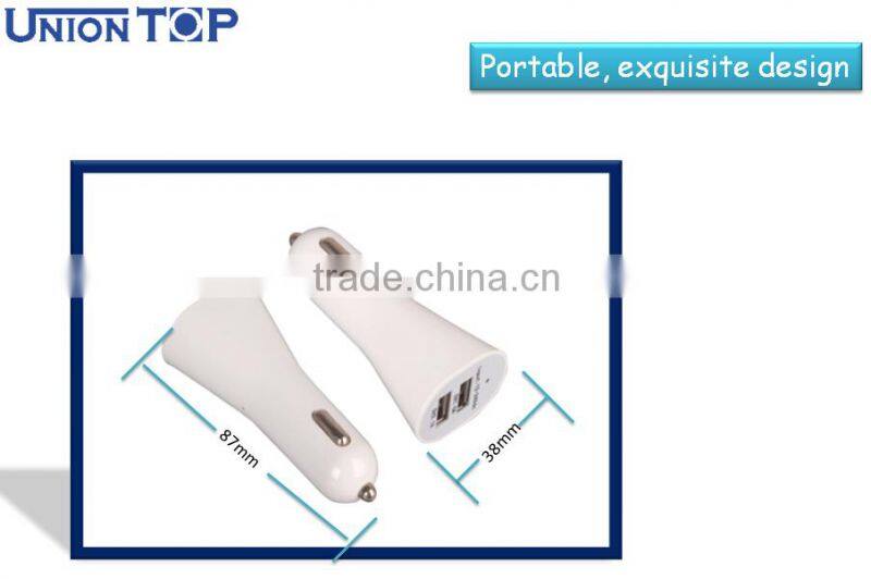 ROHS Universal 4 in 1 Mini Dual USB Car Charger 2 Port 3.1A Adapter white