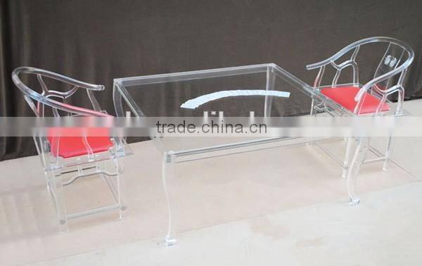 eco-friendly 100%virgin material morden design acrylic table with chair wholesale