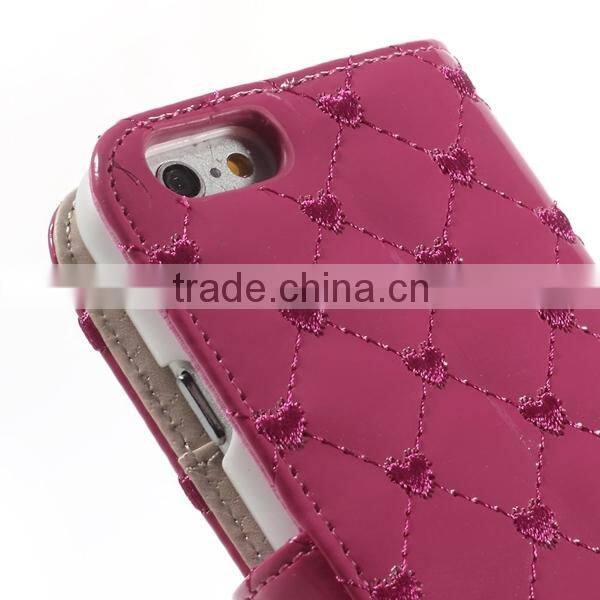 Rhombus Luxury Design Flip Wallet Leather Case for iPhone 6 Plus with Card Slot