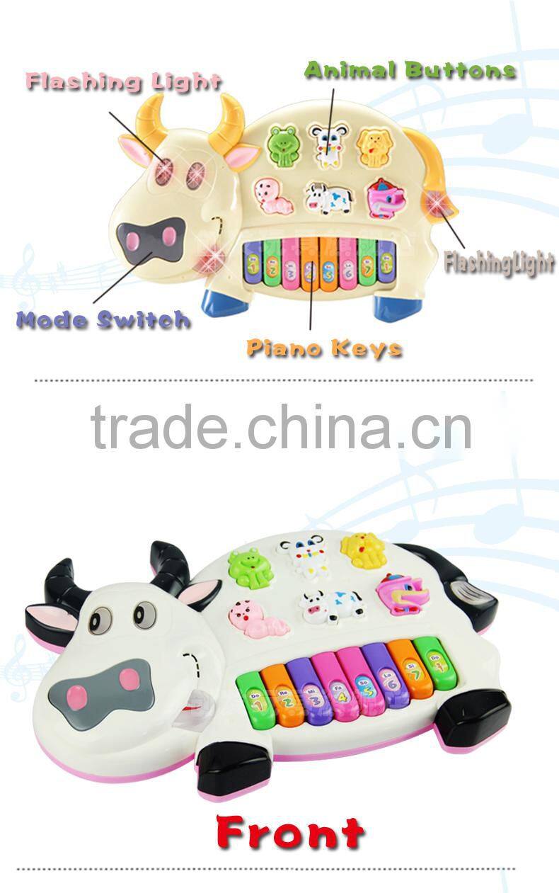 NO-6600 Music instrument cow piano toys, plastic toys with light for kid toy