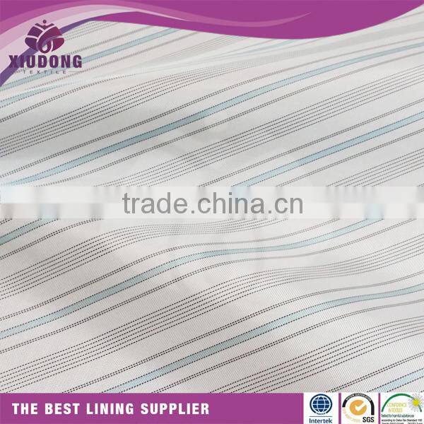 China factory textile taffeta 100% polyester white Lining stripe fabric
