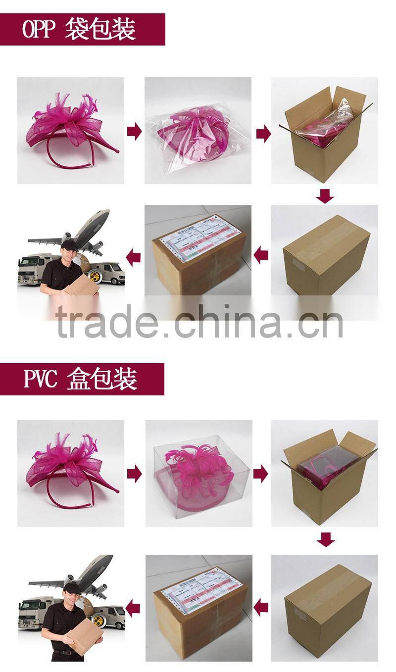 Beautiful Fashion Bow Hair Clip Lace Feather Top Hat Fascinator Burlesque Club Party Hat