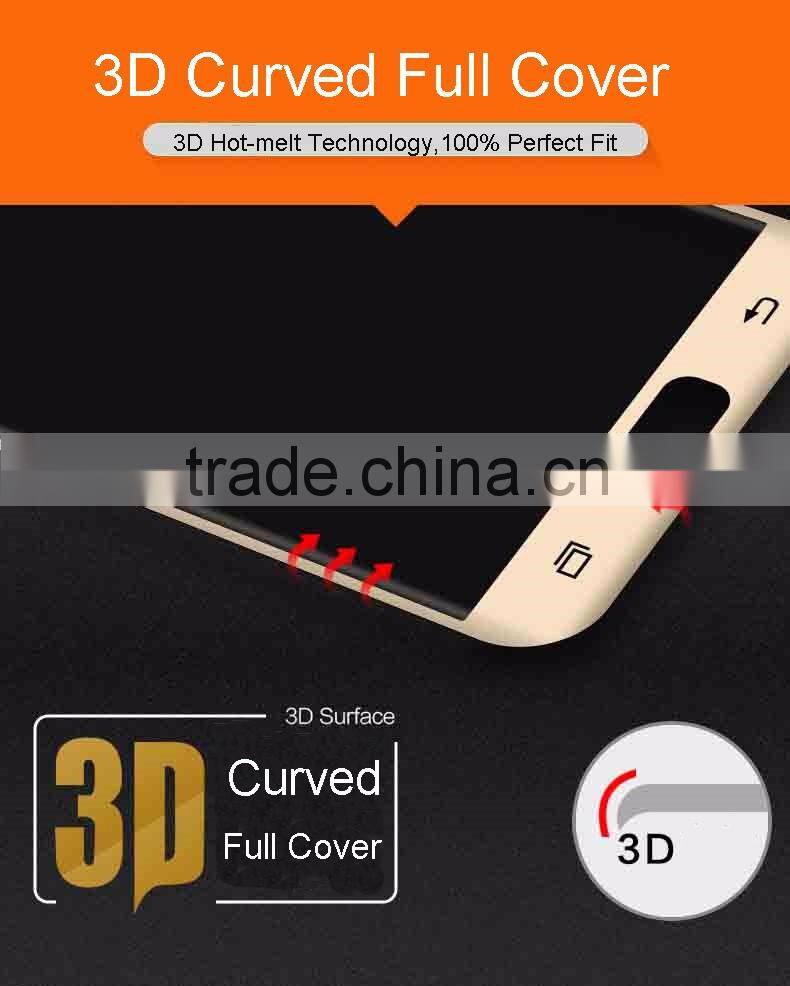Hot !!!!! Full Coverage Golden Anti-shock Tempered Glass Screen Protector for Samsung S7 Edge