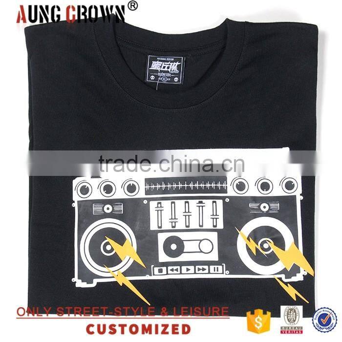 Short Sleeve Black Wholesale Printed T shirts With Custom Logo