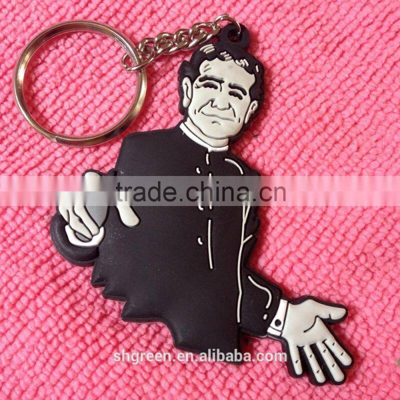 Hot sale PVC rubber keyring with both logos