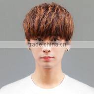 Heat resistant vogue short brown curly men wig