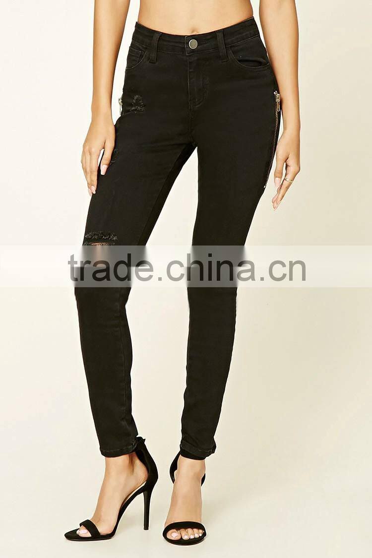 Distressed Skinny Bulk Wholesale Jeans Zip Jeans