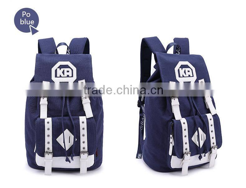 Canvas Drawstring Backpack Computer Satchel Bag Bookbag Canvas And Leather Backpack Stylish Travel Backpack Bag Multi-Colors