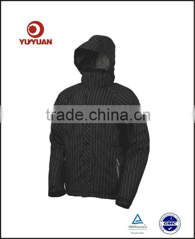 Popular style!Fashionable waterproof stripe ski jacket with hood