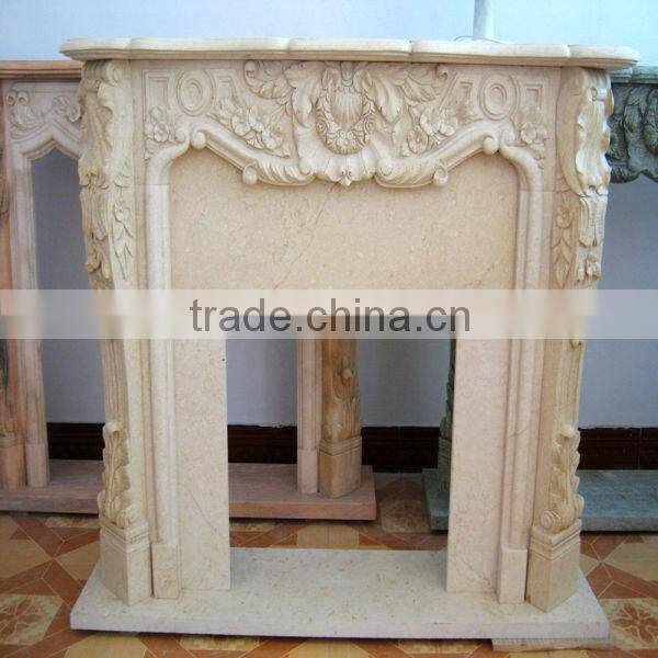 Beige Marble fireplace Surround freestanding white electric fireplace wall mounted YF-HT-S-BL011