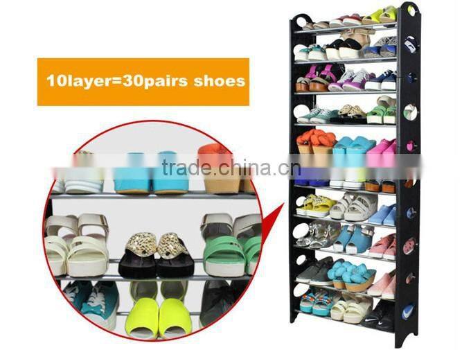 10 pairs holding capacity 2 Tier sturdy cheap price shoe rack with black color( FH-SR0062L)