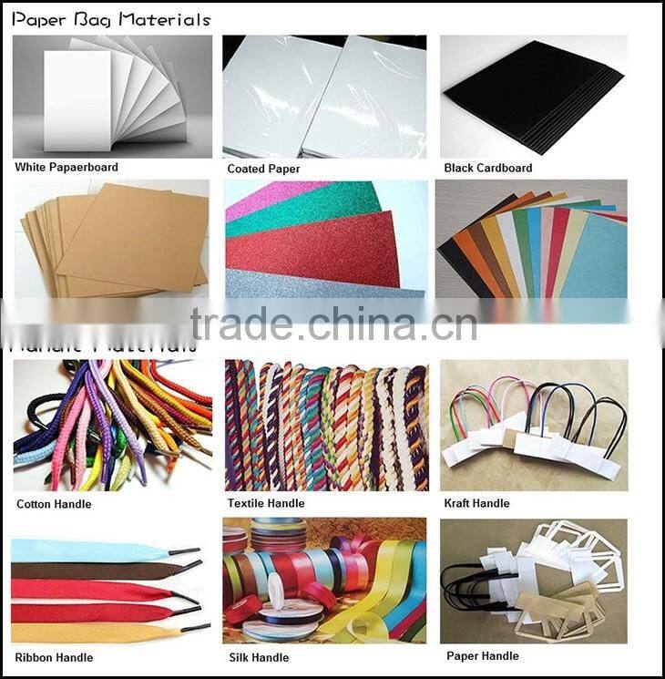 Red surface custom logo brand print kraft paper bag with paper handle