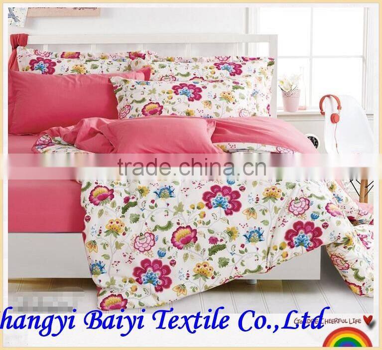 100% polyester fabric wholesale flower print style printed & dyed fabric wide width microfiber bedsheet