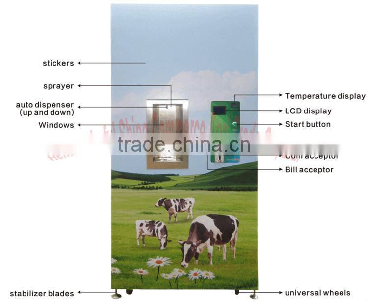 Door to Door supported in Kenya: 300L coin accepted automatic fresh milk vending machine | milk dispenser | milk atm machine