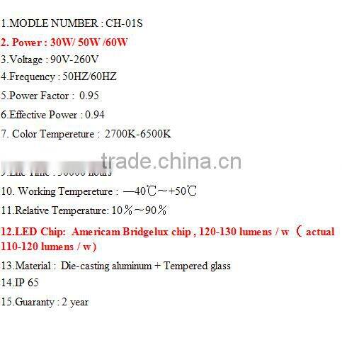 outdoor water-proof cob with lens 30w/ 50w/ 60w led street light