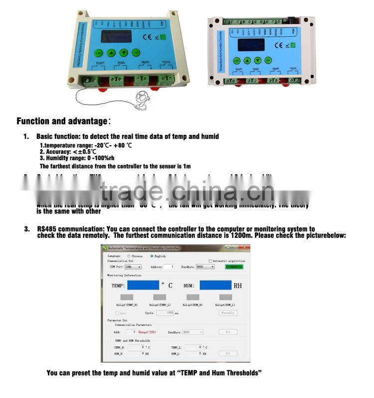 Top Selling Temperature Humidity Sensor, Accurate RS - 485 & Relay Output Temperature Humidity Controller