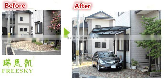 Easy installation garden sun shade aluminum single slope carport